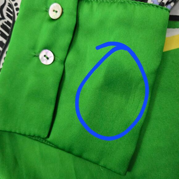 Zara Green Paisley Floral Satin Scarf Button Down Blouse Boho St Patty Day M - Picture 14 of 14